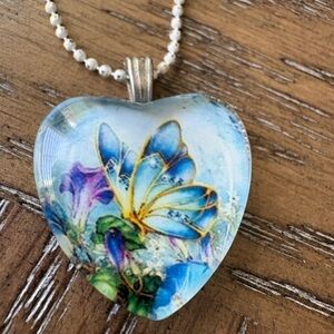 Butterfly Heart Pendant Necklace
